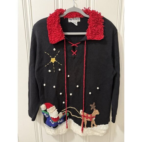 Jack B Quick Sweaters - Vintage Jack B. Quick Christmas Sweater Santa Claus ugly Black Size Large